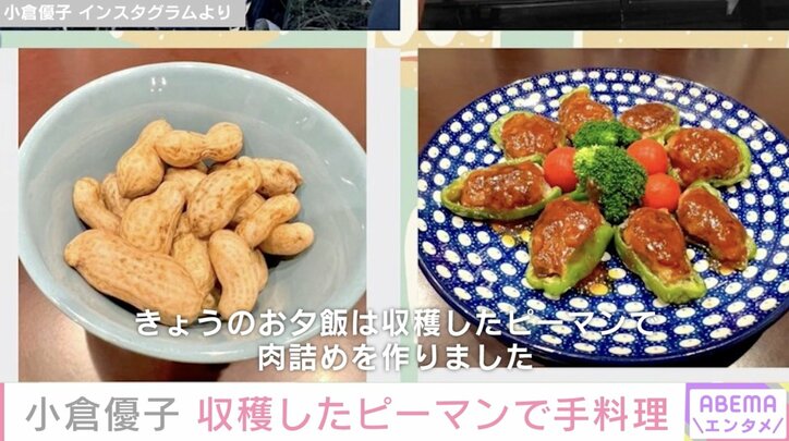 3児の母・小倉優子、子どもたちと畑で収穫したピーマンを使って料理「ゆうこりんのご飯、いつも美味しそう」ファンから絶賛の声