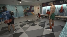モロッコ歓喜のロッカーに“驚きのシュート”を放つ小さな男の子が出現 「OH！！」ポルトガル撃破の選手たちが驚きの声を上げた決定的瞬間