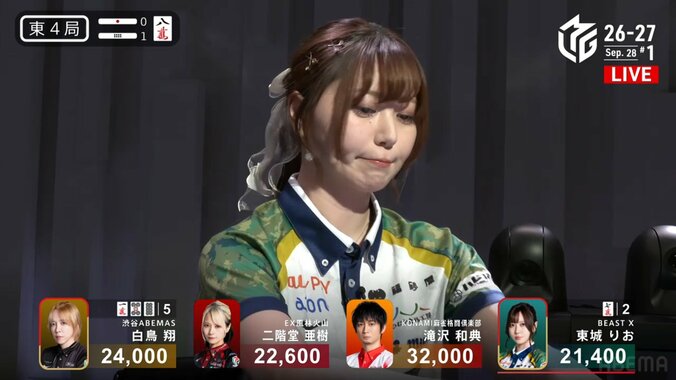 東城りお、驚きの一発ツモに「むふふ」なドヤ顔