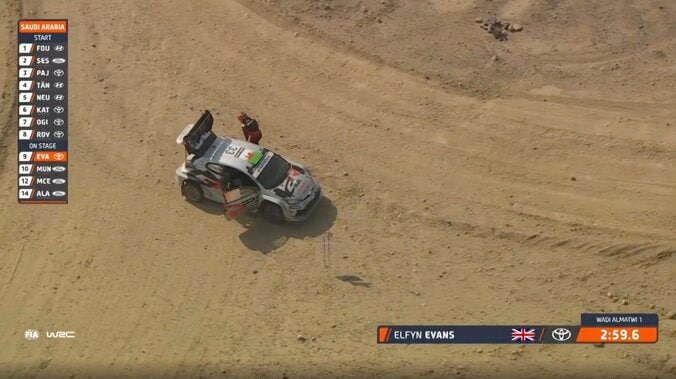 砂漠のど真ん中で…世界ラリー、ドライバー自らタイヤ交換する驚きの光景 決死の早業で戦線復帰し脚光 2枚目