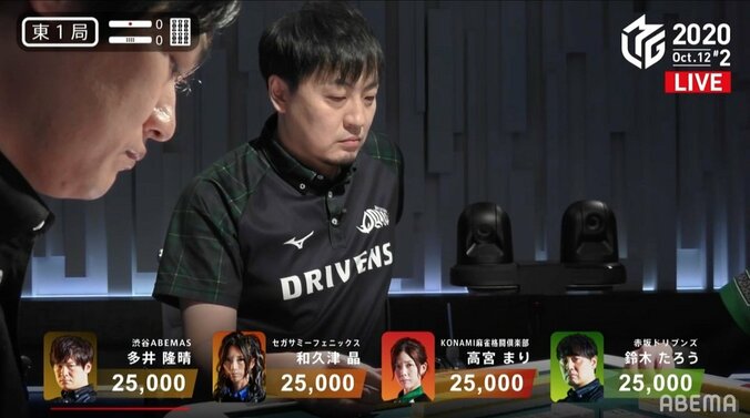 神には何が見えている！？ダマテン放銃回避＆一発ツモの超プレーに視聴者大興奮「今のだけで酒飲める」／麻雀・Mリーグ 1枚目