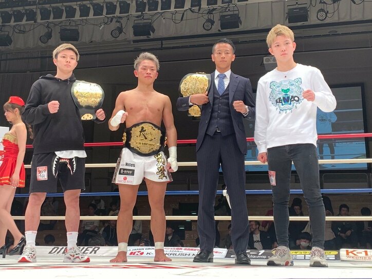 武尊も祝福！　KRUSH王者・晃貴、タイトル防衛でK-1世界トーナメント進出