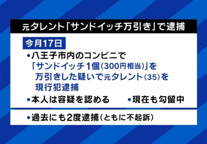 元タレントの万引き逮捕