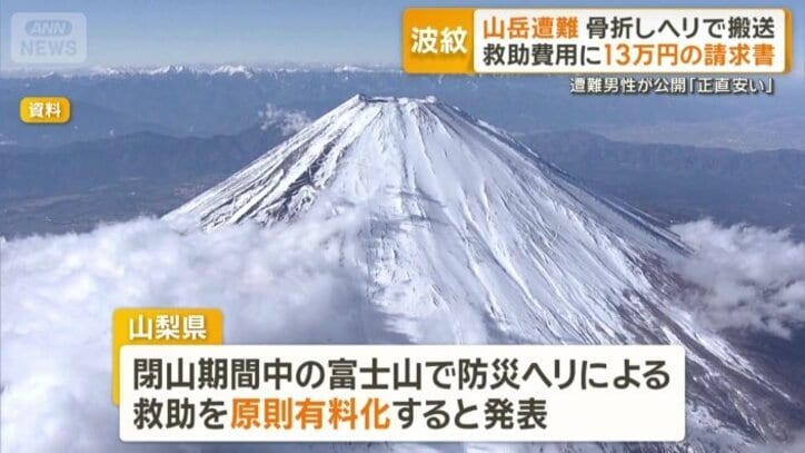 防災ヘリ　救助を原則有料化の方針