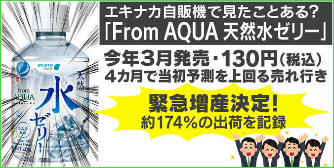 SNSの写真投稿がブームに？ エキナカ自販機「天然水ゼリー」緊急増産、販売元を取材 2枚目