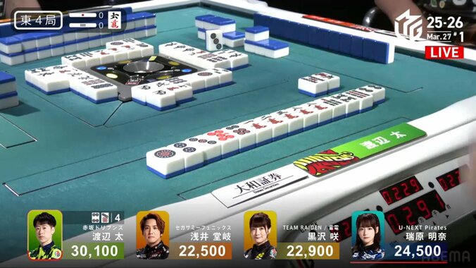 カンチャンをズバッ！即リーチから一発ツモ 美しすぎる流れ