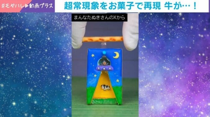 アイシングクッキーで作られた“UFOに連れ去られる牛”