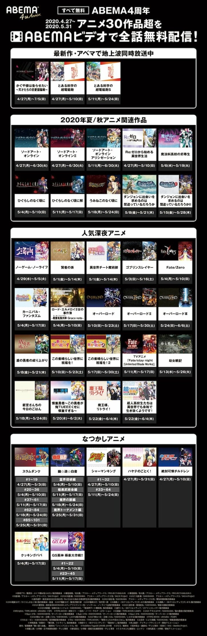 GWおうちでアベマ第8弾！『かぐや様』『SAO』『スラムダンク』など人気アニメ30タイトル超の全話無料配信が決定