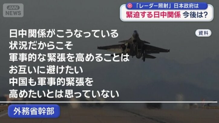 「中国も軍事的緊張を高めたいとは思っていない」