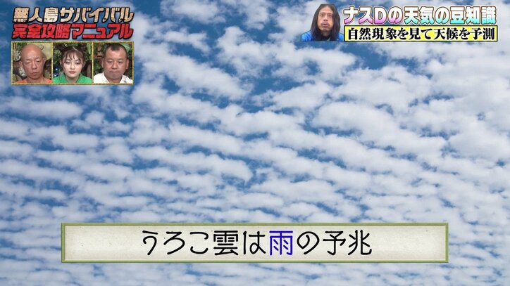 ナスDが明かす天気の豆知識「サバイバルをする上で天気を事前に知る事はとても重要」【写真・イラスト付き】