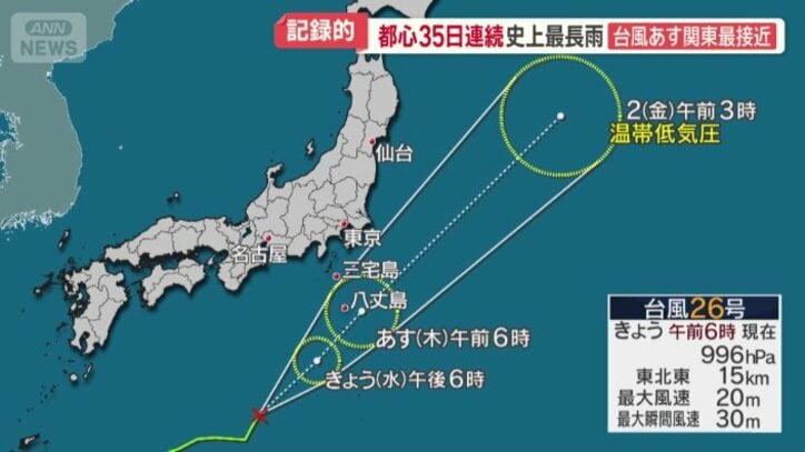 来月1日にも関東に最接近する見込み