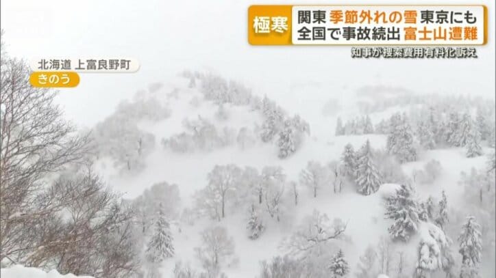 雪崩が発生した北海道