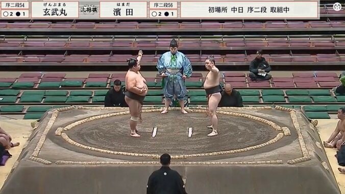 奥が「体デカくね？」と指摘が入った序二段行司・式守昂明