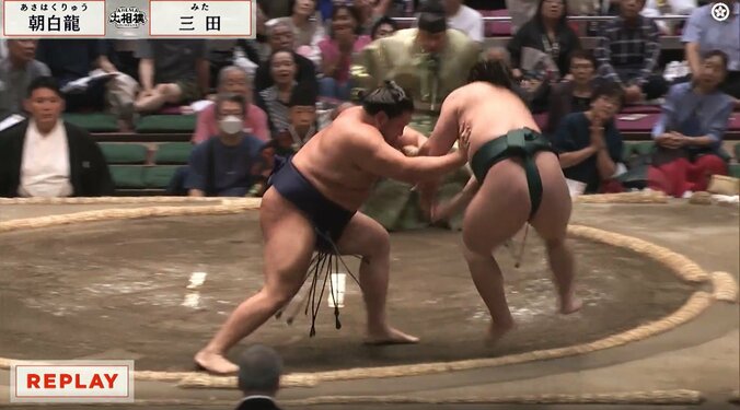 三田を押し出す朝白龍