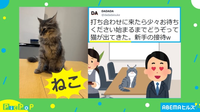 ご足労おかけしましたニャ！ 接待担当はまさかの“猫”　投稿主「最高でした」 1枚目