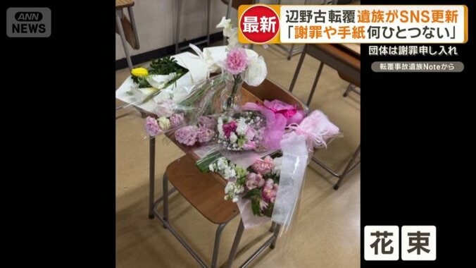 花束が置かれている机