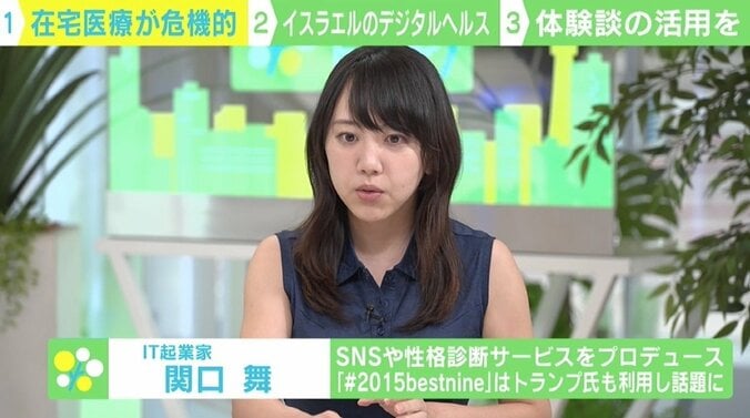 在宅医療が危機的な状況に…IT起業家・関口舞氏は“体験談の活用”を訴え 1枚目