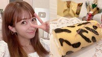 辻希美 長女・希空さん作“トラ柄ロールケーキ”