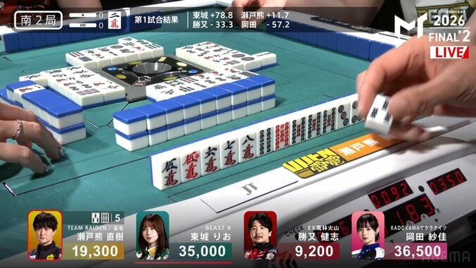 瀬戸熊の意地！ド迫力のトルネードツモ
