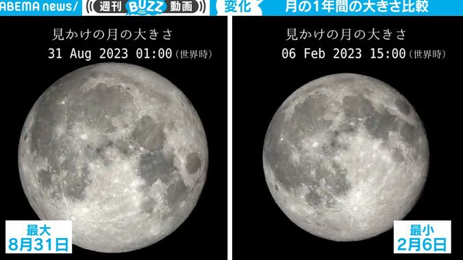 スーパームーンは最大！規則的な動きが分かる 「月」の大きさの変化、1年分を30秒でまとめてみた 1枚目