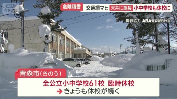 青森市内の小中学校61校が臨時休校