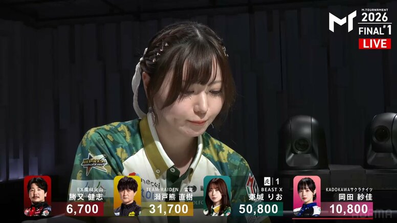 「優勝する時ってこういうツモ」実況者も感じた“何かある”流れ 混一色テンパイから3秒後にロン「システムできてるw」／麻雀・Mトーナメント