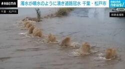 台風25号 噴水のように濁水が噴き出す 千葉・松戸市