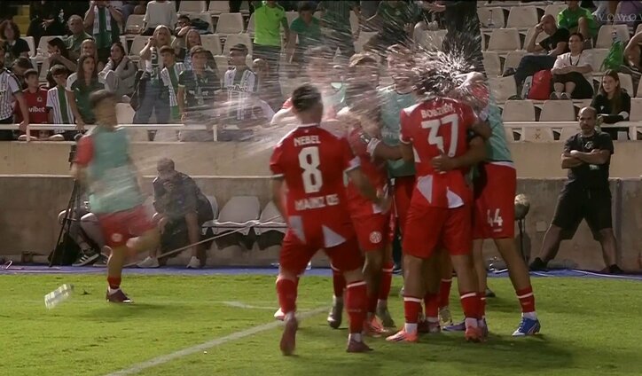 【映像】投げたペットボトルが選手の頭を直撃