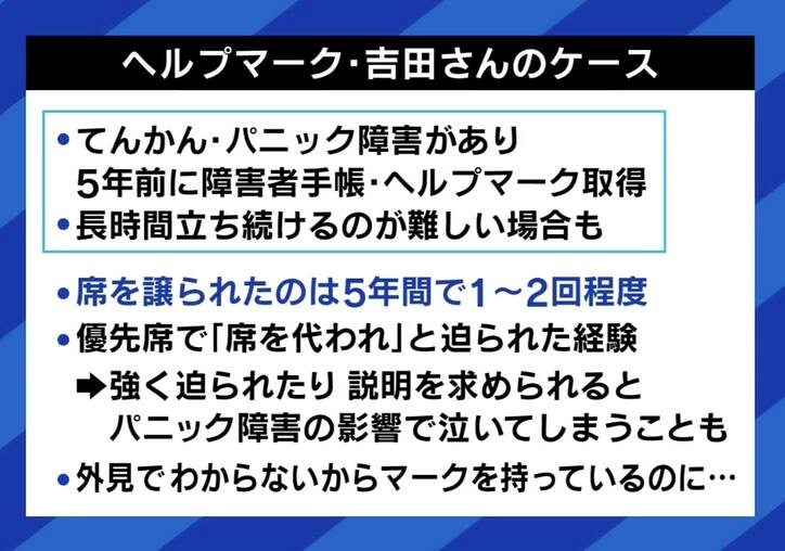 『ヘルプマーク』理解してもらえず「優先席に座らせてもらったら怒鳴られた」見かけた時どうする？