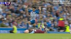 スピード違反級！三笘薫が爆速スプリント 独走の相手を猛追からのプッシュで今季2枚目イエロー 「負担エグい」献身的すぎる守備をファンが称賛したシーン