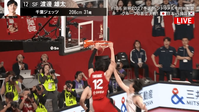 ダンクを叩き込む渡邊雄太