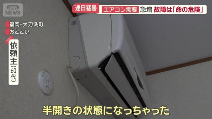 寝室にあるエアコンが突然停止