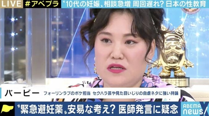 「コロナ禍の中、“望まない妊娠”で困っている子がたくさんいる」…バービー&EXITも疑問を呈する日本のアフターピル処方、性教育 8枚目