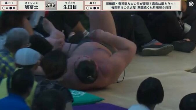 関取経験者の“一撃”で崩れ落ちる旭富士