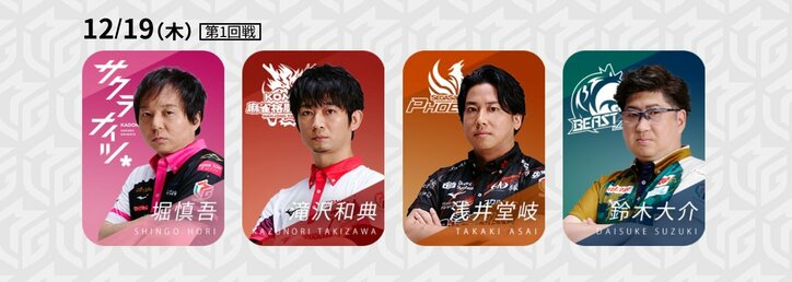 パワー VS　テクニック 雀士の生き様がぶつかる男性4選手対決／麻雀・Mリーグ