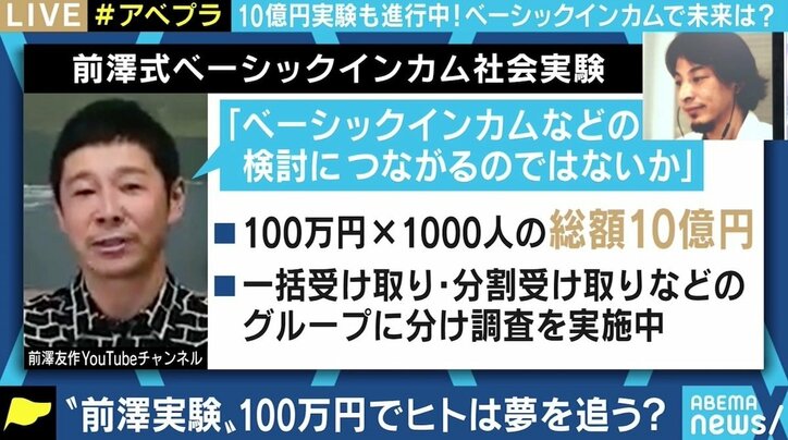 総額10億円配布の“前澤実験”にひろゆき氏「ベーシックインカムと呼ぶべきではない」 月7万支給で日本は変わるのか