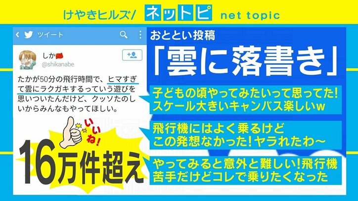 「雲にラクガキするとクッソ楽しい」ツイートが大反響「楽しい」「やられた」