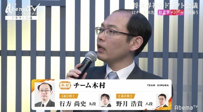 将棋界初のドラフト会議開催！全12チーム・36棋士が決定　藤井聡太七段は2チーム競合／将棋・AbemaTVトーナメント 7枚目