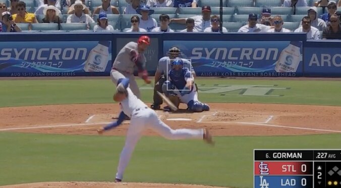 【写真・画像】なんだこれは…？ 大谷翔平、急激に伸び上がる“火の玉ストレート”「威力が増してる」ヌートバーが豪快な“マン振り三振”「悪夢すぎる」　1枚目