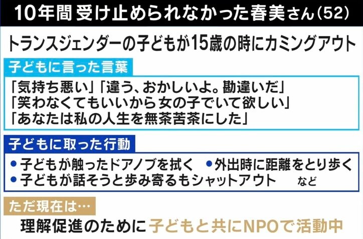 トランスジェンダーのカミングアウトに「私の近くを歩かないで」 と拒絶した母親が10年後に“変われた”訳