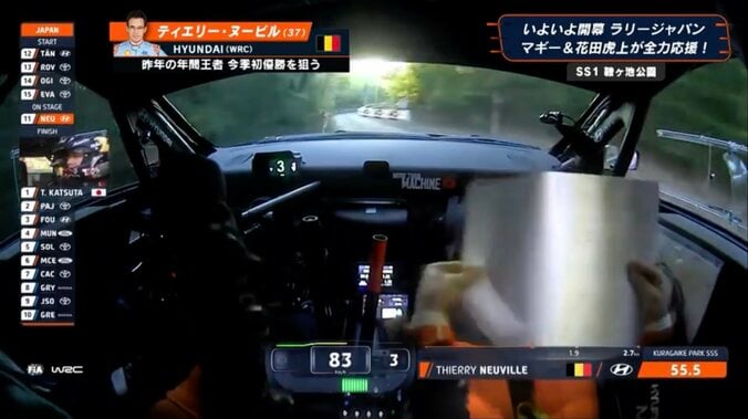 これで読めるの？ラリージャパン、激しく揺れる車内で捉えた神業の瞬間　ペースノートを“めくりながら”の異次元光景に注目 3枚目