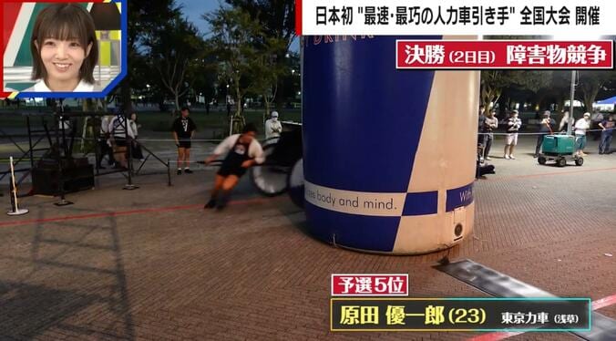 90kgの車体を引きながら華麗に障害物をクリアする原田優一郎さん