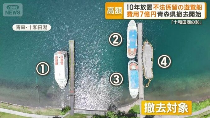 撤去対象の遊覧船4隻