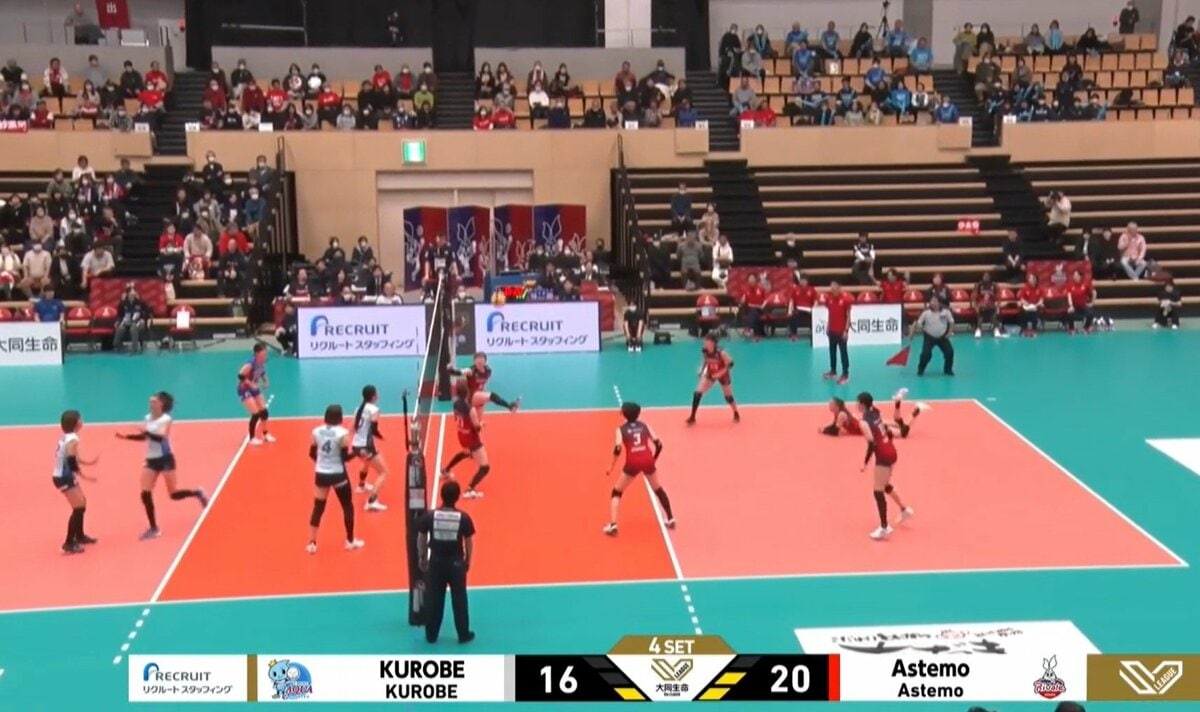 女子バレー　ハプニング 女子バレー、右足を振り抜く“あり得ない”レシーブにアリーナ騒然 「残ってる！」本人は涼しい顔も実況は絶叫 | スポーツ総合 | ABEMA TIMES  | アベマタイムズ