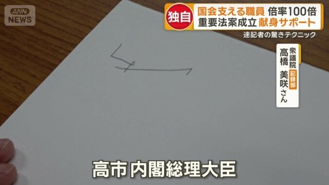 「高市内閣総理大臣」と書かれている