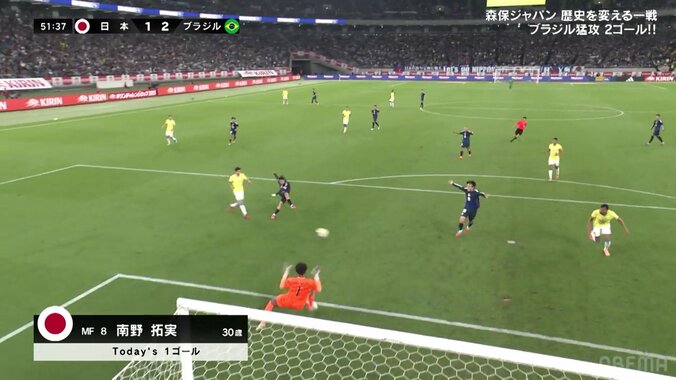 「あんなミスするんだ」ブラジル代表DF、尻もちつきながら苦し紛れのパスを奪われ…南野拓実の追撃弾を痛恨“アシスト”した瞬間「2度と使われなさそう」母国で非難殺到 4枚目