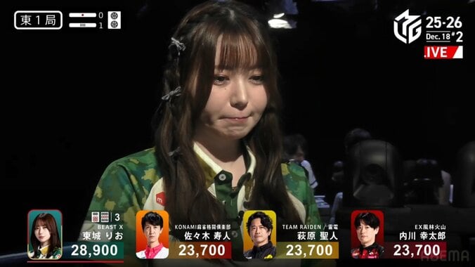 気持ちいいリーチに喜びを必死に耐える東城の顔