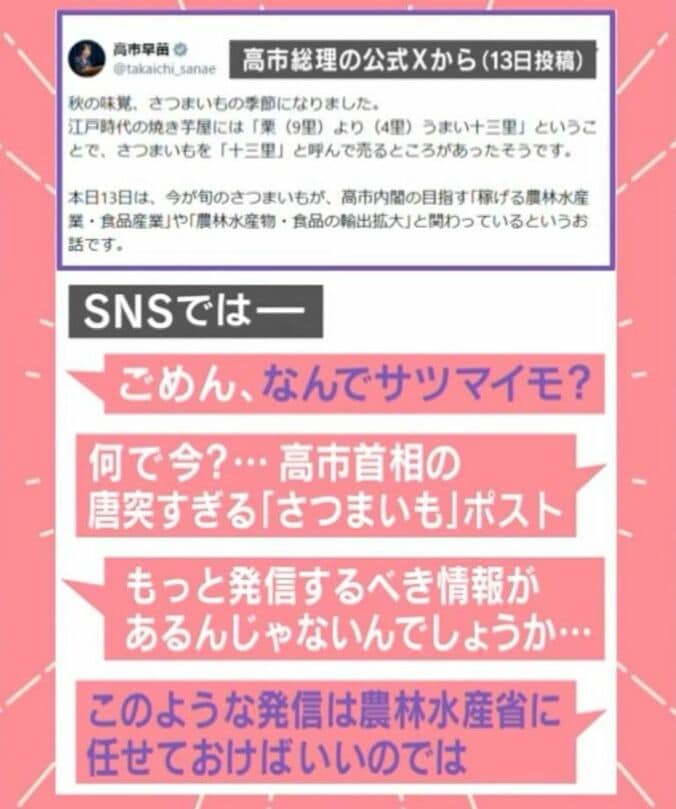 高市総理の公式Xから