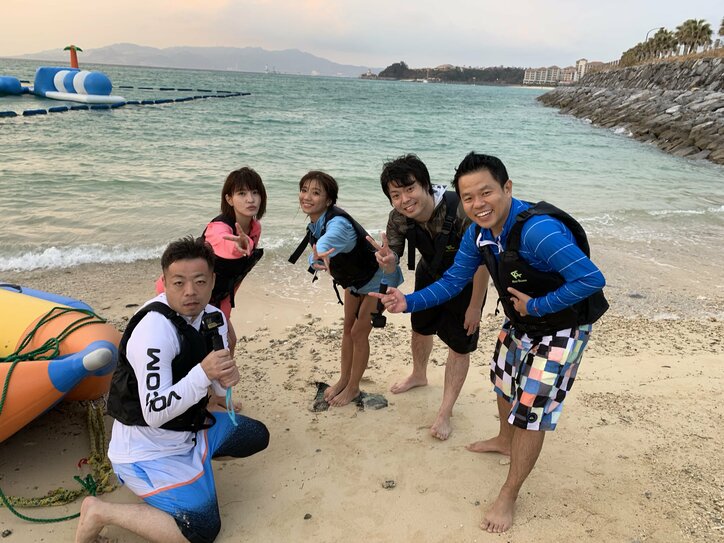 岸明日香＆葉月あやが悩殺水着姿を披露で、ダイアン＆ライス大興奮！『芸能人有給トラベル～沖縄で全力！ウチトケ癒し旅！～』