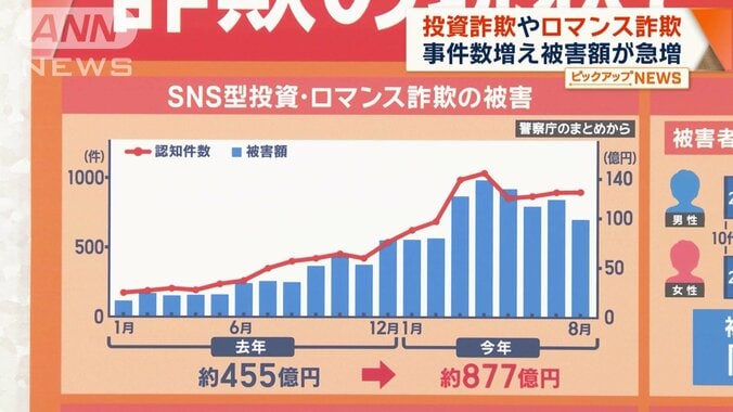 SNS型投資・ロマンス詐欺が急増